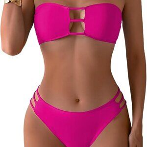 💖✨ Hot Pink Strapless Cutout Bikini Set | Size Medium | NWT ✨💖